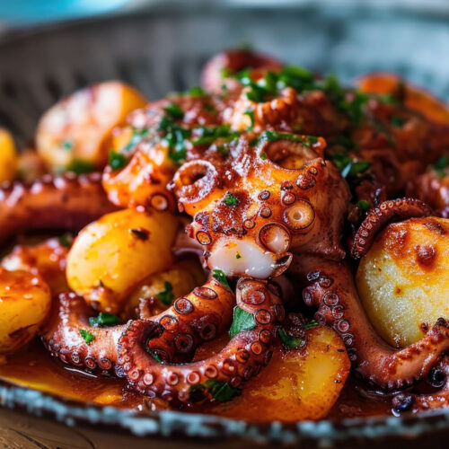 Hailing from the northern region of Galicia, Pulpo a la Gallega (Galician-style octopus) is a beloved dish that showcases Spain’s seafood mastery. Tender pieces of octopus are boiled and then served with a sprinkling of paprika, salt, and olive oil. The octopus is typically served on a wooden plate, often alongside boiled potatoes (called cachelos).