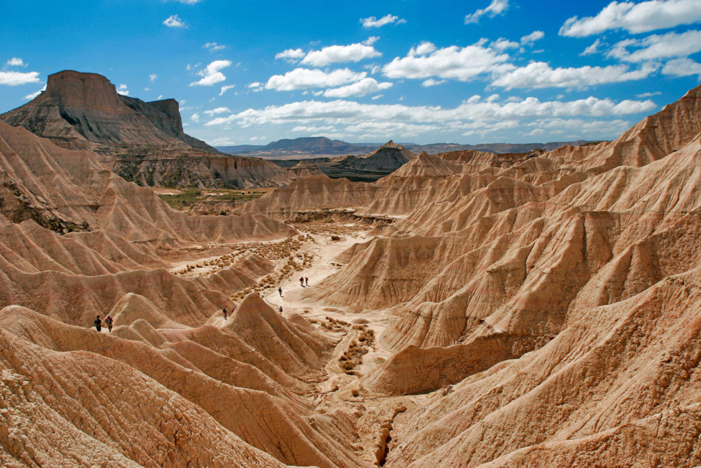 The Bardenas Reales in Navarra is a stark, almost alien-looking semi-desert landscape that seems more fitting for a sci-fi movie than the lush greenery usually associated with Spain